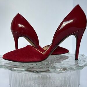 French Connection Red Suede & Patent Leather Pointed Toe Stiletto Heels‎ SIZE 9